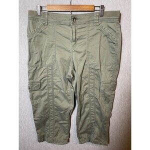 Style & Co Women's Size 8 Olive Green Cargo Capri Pants Cropped Elastic Waist